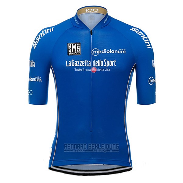 2017 Fahrradbekleidung Giro D'italien Blau Trikot Kurzarm und Tragerhose